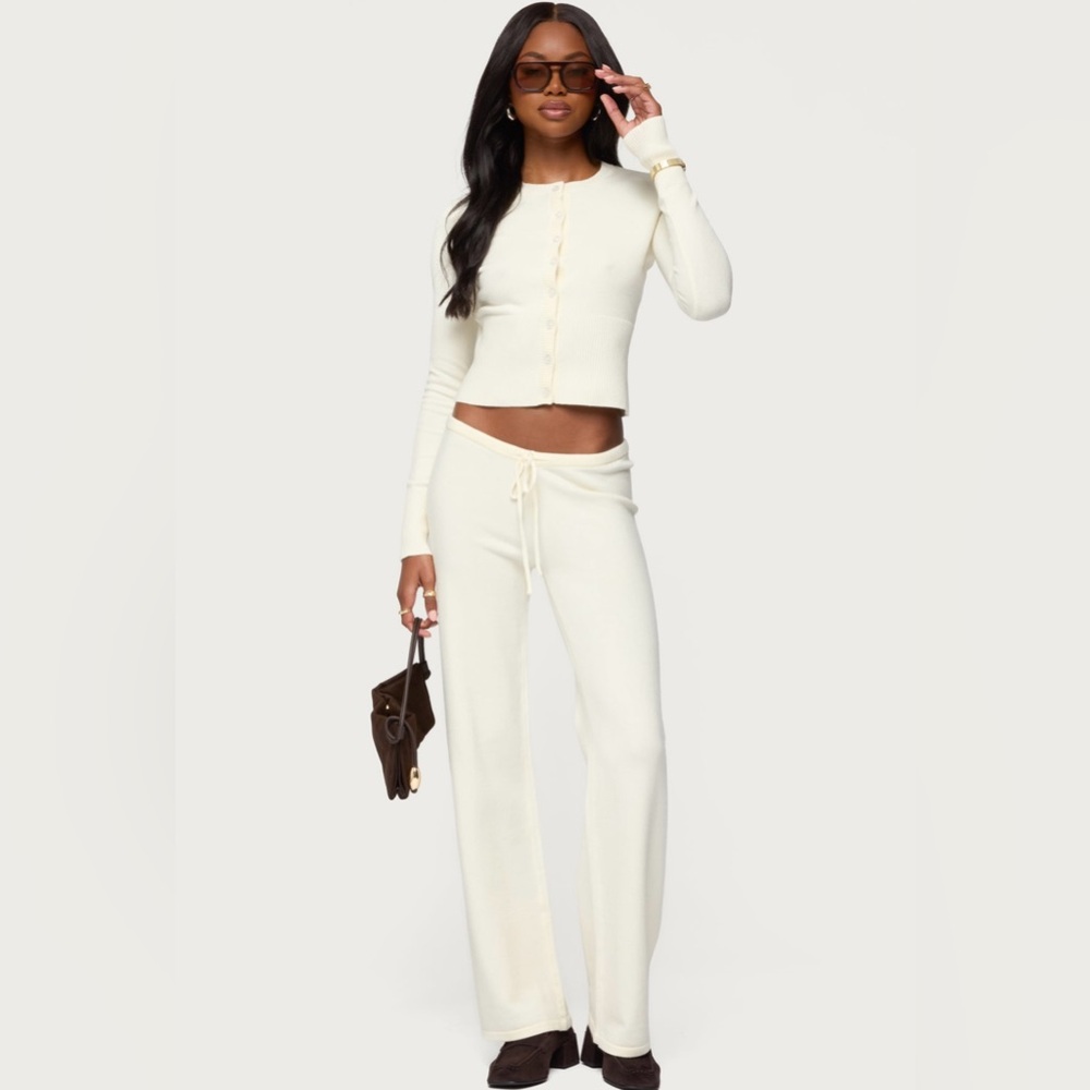 Edikted Cream Knit Track Pants